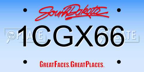 1CGX66 South Dakota License Plate