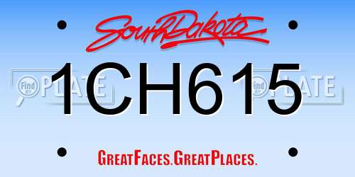 1CH615 South Dakota License Plate