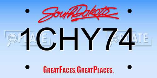 1CHY74 South Dakota License Plate