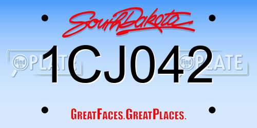 1CJ042 South Dakota License Plate