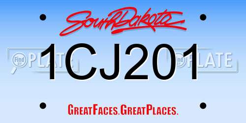 1CJ201 South Dakota License Plate