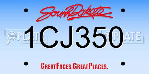 1CJ350 South Dakota License Plate
