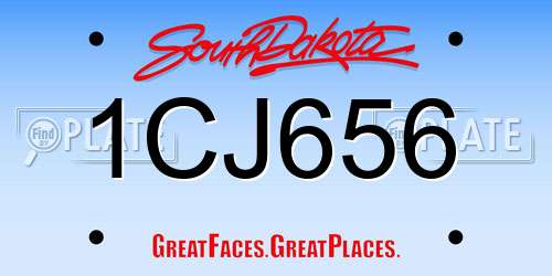 1CJ656 South Dakota License Plate
