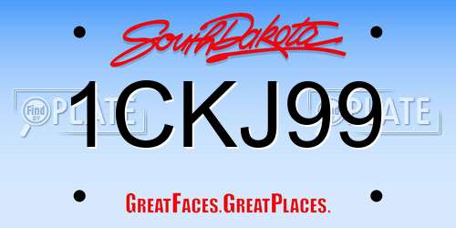 1CKJ99 South Dakota License Plate