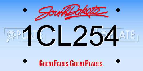 1CL254 South Dakota License Plate