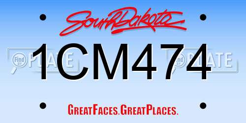 1CM474 South Dakota License Plate