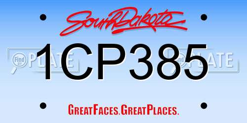 1CP385 South Dakota License Plate