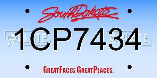 1CP7434 South Dakota License Plate