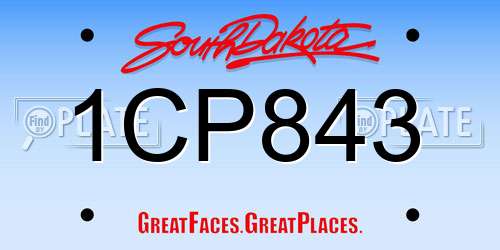 1CP843 South Dakota License Plate