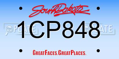 1CP848 South Dakota License Plate