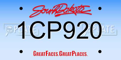 1CP920 South Dakota License Plate