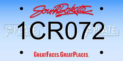 1CR072 South Dakota License Plate