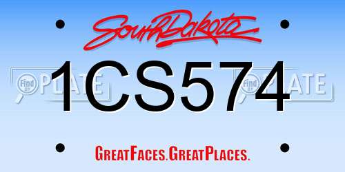 1CS574 South Dakota License Plate