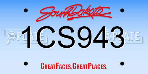 1CS943 South Dakota License Plate
