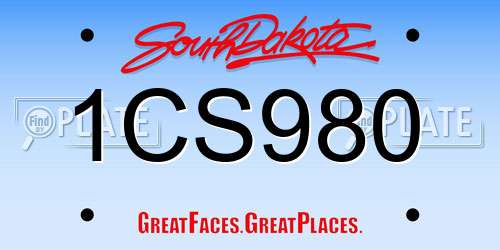 1CS980 South Dakota License Plate