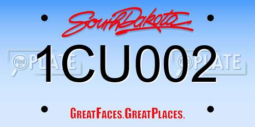 1CU002 South Dakota License Plate