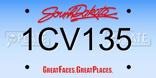 1CV135 South Dakota License Plate