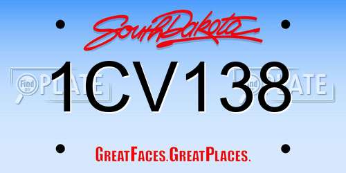 1CV138 South Dakota License Plate