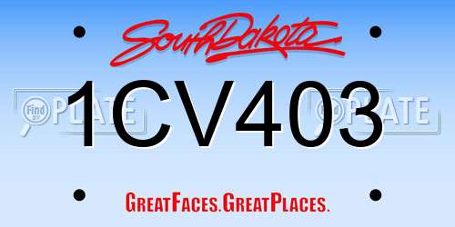 1CV403 South Dakota License Plate
