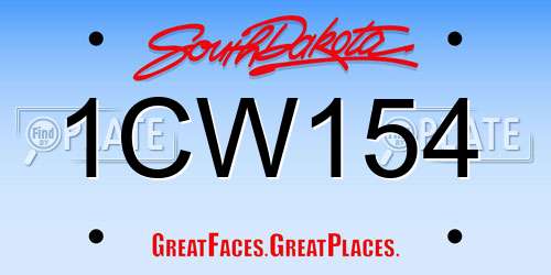 1CW154 South Dakota License Plate