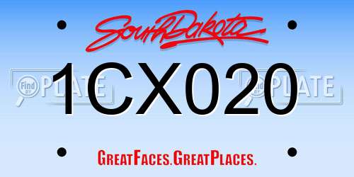 1CX020 South Dakota License Plate