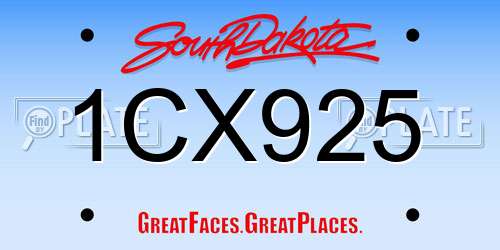 1CX925 South Dakota License Plate
