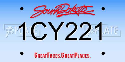 1CY221 South Dakota License Plate