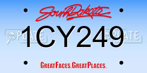 1CY249 South Dakota License Plate