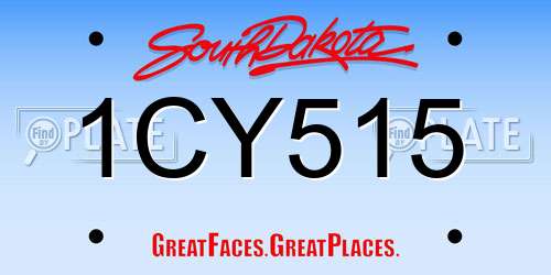 1CY515 South Dakota License Plate