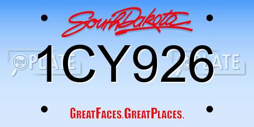 1CY926 South Dakota License Plate