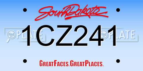 1CZ241 South Dakota License Plate