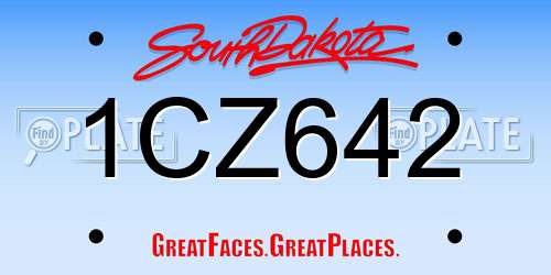 1CZ642 South Dakota License Plate