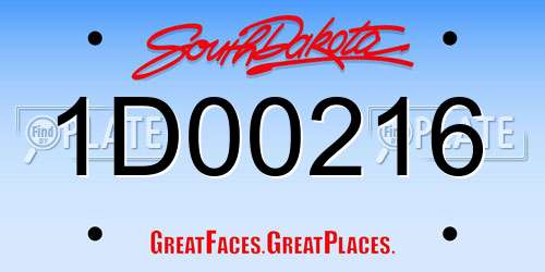 1D00216 South Dakota License Plate