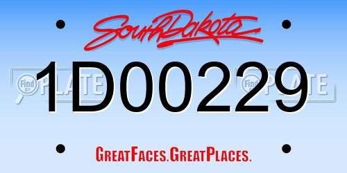 1D00229 South Dakota License Plate
