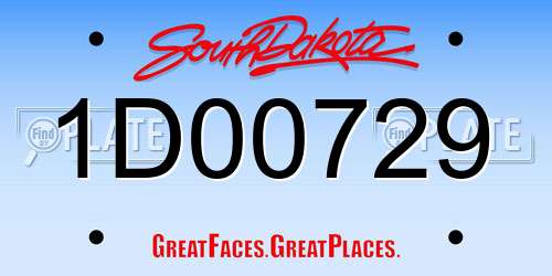 1D00729 South Dakota License Plate