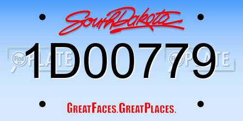 1D00779 South Dakota License Plate