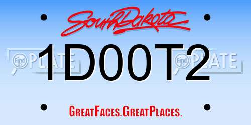 1D00T2 South Dakota License Plate