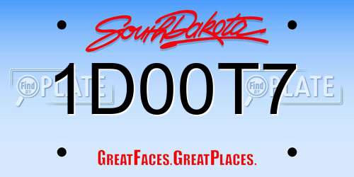 1D00T7 South Dakota License Plate