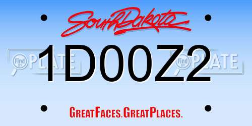 1D00Z2 South Dakota License Plate