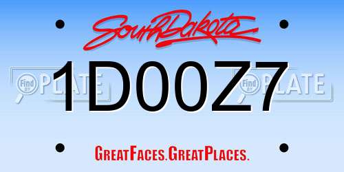 1D00Z7 South Dakota License Plate