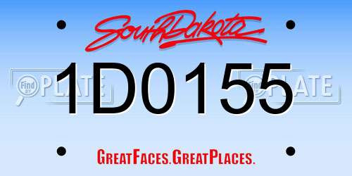 1D0155 South Dakota License Plate