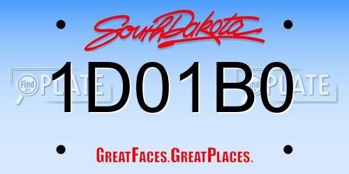 1D01B0 South Dakota License Plate