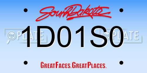 1D01S0 South Dakota License Plate