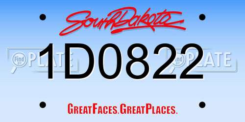 1D0822 South Dakota License Plate