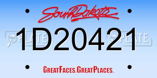 1D20421 South Dakota License Plate