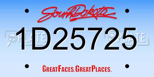 1D25725 South Dakota License Plate
