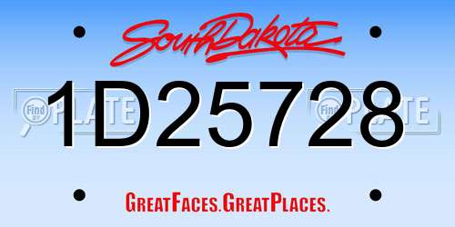 1D25728 South Dakota License Plate