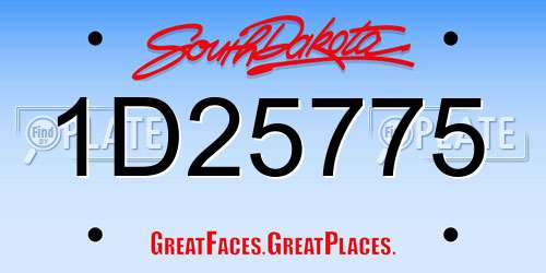 1D25775 South Dakota License Plate