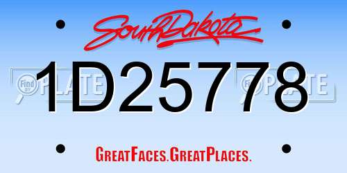 1D25778 South Dakota License Plate