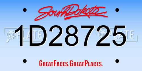 1D28725 South Dakota License Plate